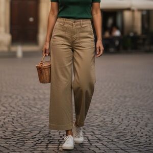 Denim Pants- The Wide-Leg Crop Patch
Pocket Pants (Washed Sage) Size 10